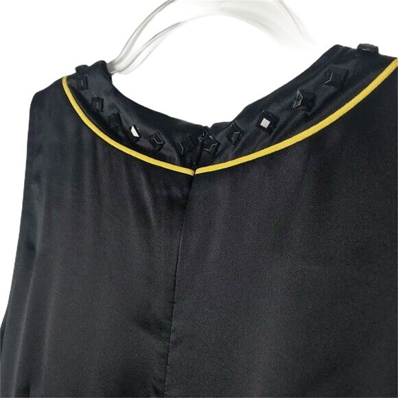 Signette Womens Size 6 Black and Yellow Tank 100% Silk Embellished - Picture 5 of 7